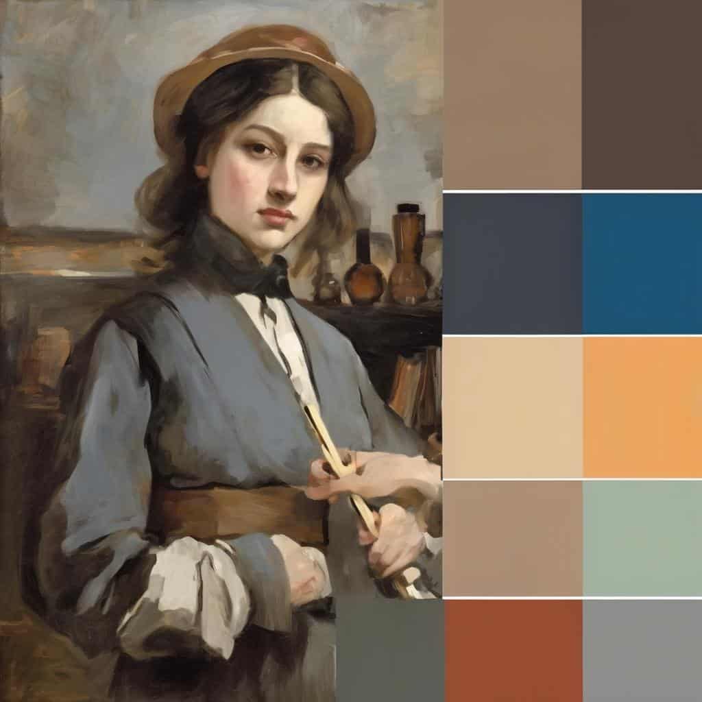 Ανέκδοτο και ελαιογραφία γυναίκας με μπαστούνι και καπέλο, ζωγραφική της μνήμης και οπτικής έκφρασης.